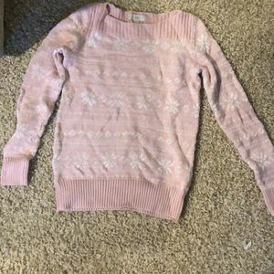 LOFT pink holiday/winter pullover sweater